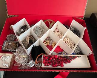 Costume Jewelry.  Not pictured is a large collection of jewelry purchased at Chicos.  Will be tagged and ready for the sale.