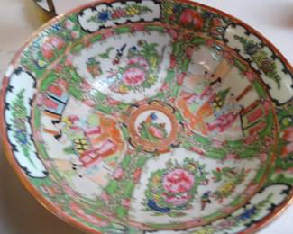 Rose medallion bowl, 8” dia