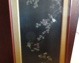 Framed Japanese Silk Embroidery 55” x 27-1/2”