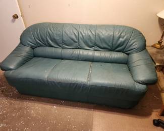 Green leather loveseat