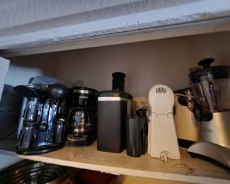 Coffee maker, juicer, smoothie/margaritas maker, spice rack,