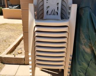 Tan plastic chairs