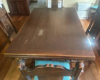 Antique oak refractory dining table set
