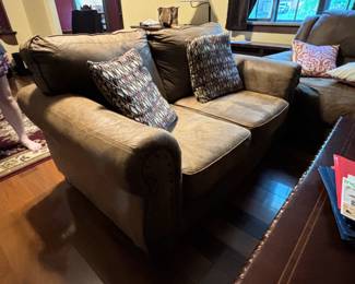 Tan microfiber loveseat