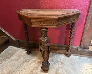 Antique barley twist half table renaissance carving