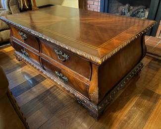 Broyhill Cherry ornate Coffee Table 4 drawers