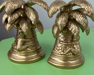 Heavy palm monkey bookends $75