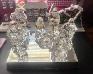DILLARDS Set of 7 gold plated nativity on mirror VTG