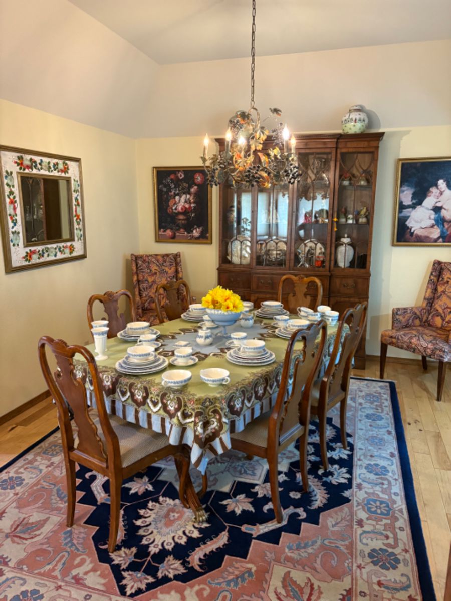 Dining room set. Collectables and high end art.