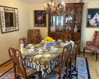 Dining room set. Collectables and high end art.