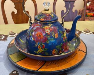 Colorful glass tea pot. 
