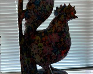 multi-colored chicken statue