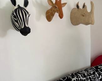 Set of 3 Paper Mache Animal Heads