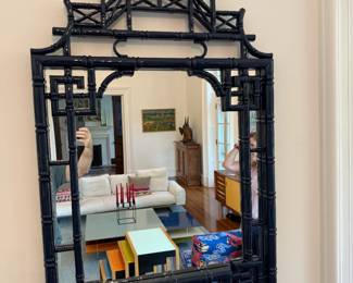 Modern Lacquer Pagoda Mirror - Color is Navy Blue