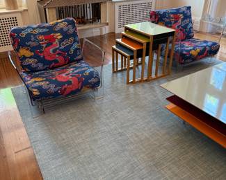 Pair of Modern Club Chairs - Lucite Frames with Loose Cushions NOTE: Have a Single with No Cushions