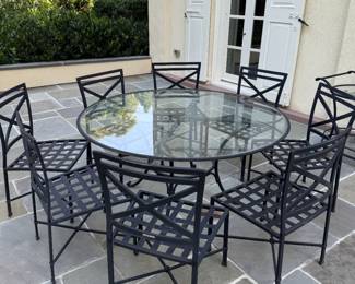 Large Outdoor Dining Set by Brown Jordan with 8 Chairs