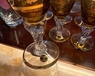 Italian amber colored cordial glasses 