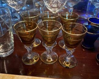 Italian amber colored cordial glasses 