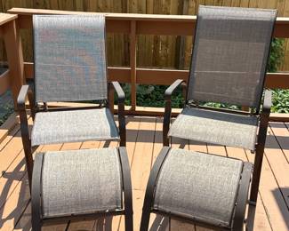 Sling outdoor dining chairs with ottomans 
