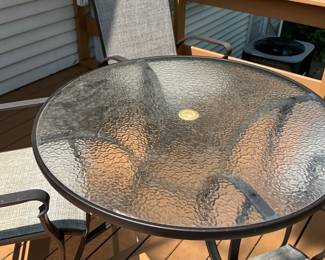 round outdoor glass iron dining table 