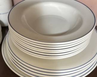 White with Blue Rim Dinnerware 
