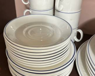 White with Blue Rim Dinnerware 