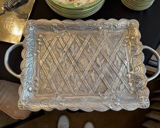 R.H. Macy India Metal Footed Hot Cold Serving Platter 