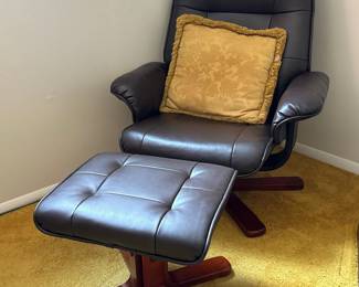 leather reading chair with ottoman 