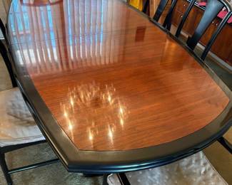 Century Furniture walnut and black dining table & 6 chairs 