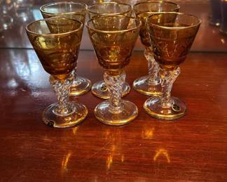 Italian amber colored cordial glasses 