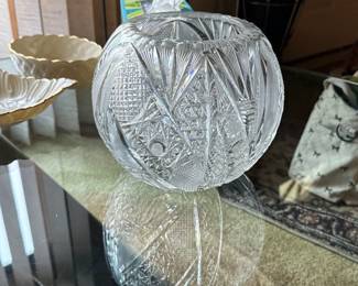 Cut Glass Crystal Rose Bowl 