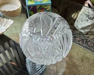 Cut Glass Crystal Rose Bowl 