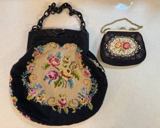 embroidered cross stitch needlepoint petit point purses