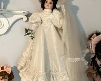Vintage doll in wedding dress