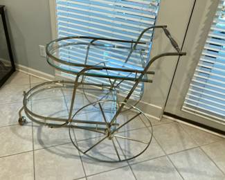 Brass and glass tea cart