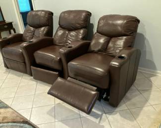 Brown leather reclining chairs