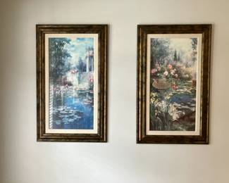 Pair of large framed prints