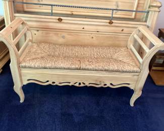 Pine bench w rush seat