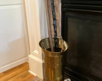 Brass scuttle with canes