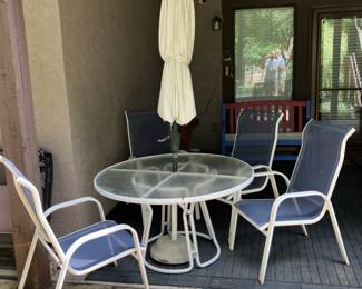 Patio table w 4 chairs and umbrella
