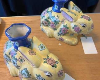Vintage bunny candlesticks