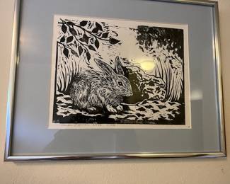  Bunny woodcut