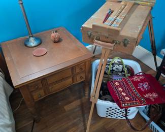 Side Table w/ drawer & Travel Plein Air Painting case & easel