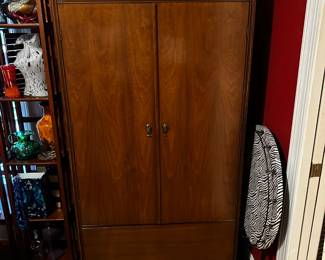 Armoire, folding table candle stands