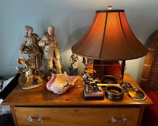 Dresser, lamp, figurines
