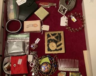 New Cutco kitchen shears, Paris, France vintage compact, vintage rhinestone belt