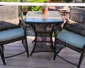 JH115Wooden Woven Chair Table Patio Set