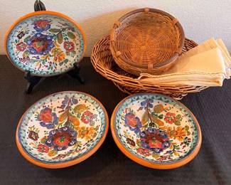 JH184Vintage Hand Painted Wall Plates