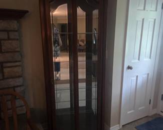 cherry wood curio cabinet