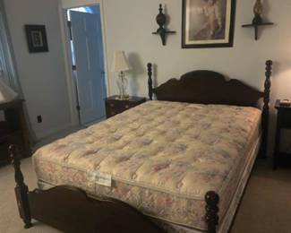 queen bed with cherry headboard